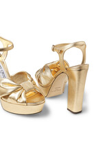 Heloise 120 Gold Soft Mirror Leather Platform Sandals