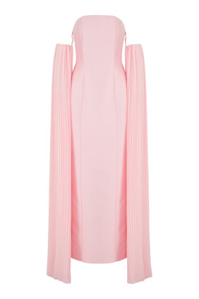 Off-Shoulder Pleated Sleeves Gown