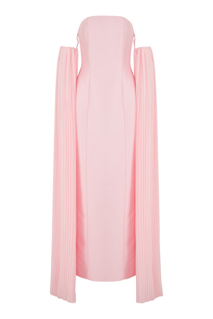 Off-Shoulder Pleated Sleeves Gown