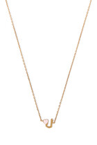 Kids Tiny Bling Heart Letter 'Lam' Necklace, 18K Yellow Gold & Enamel