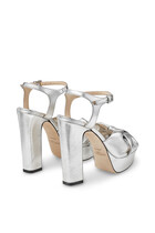 Heloise 120 Gold Soft Mirror Leather Platform Sandals