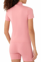  Plant-Stretch Zip Short Sleeve Top