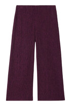 Woven Plissé Wide-Leg Pants
