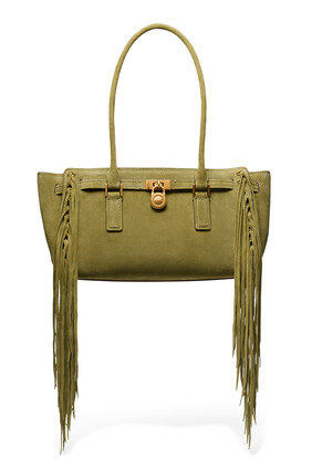 Hamilton Moderne Small Fringed Suede Satchel 