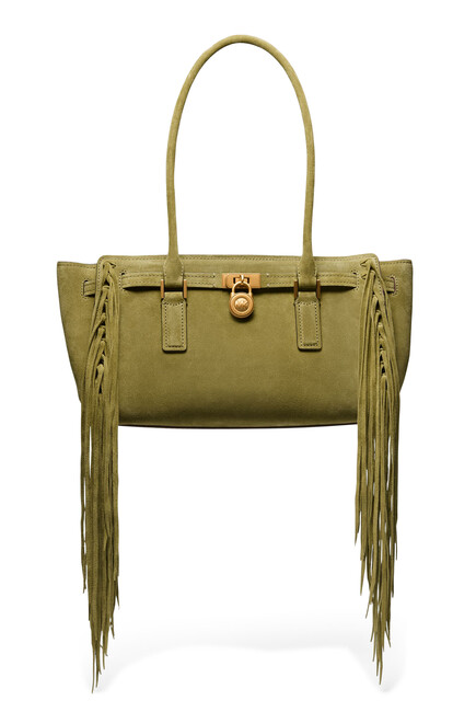 Hamilton Moderne Small Fringed Suede Satchel 