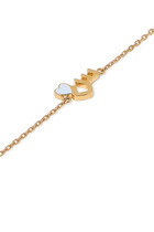 Kids Tiny Bling Heart Letter Seen Bracelet,, 18k Yellow Gold & Enamel