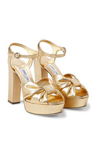 Heloise 120 Gold Soft Mirror Leather Platform Sandals