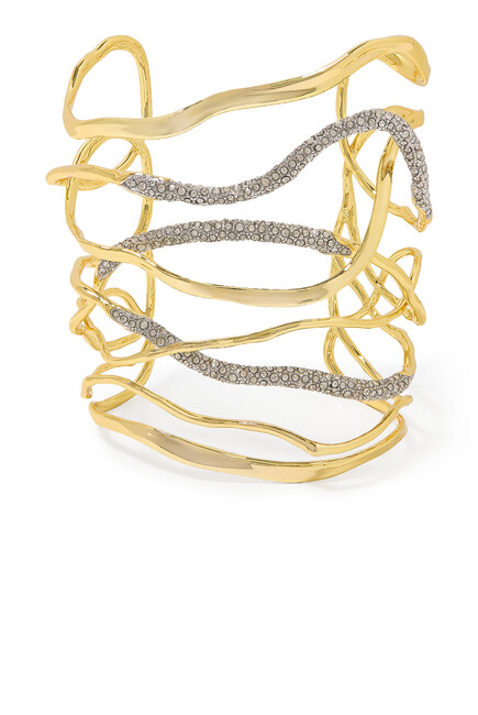 Solanales Crystal Intertwined Wide Cuff Bracelet