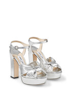 Heloise 120 Gold Soft Mirror Leather Platform Sandals