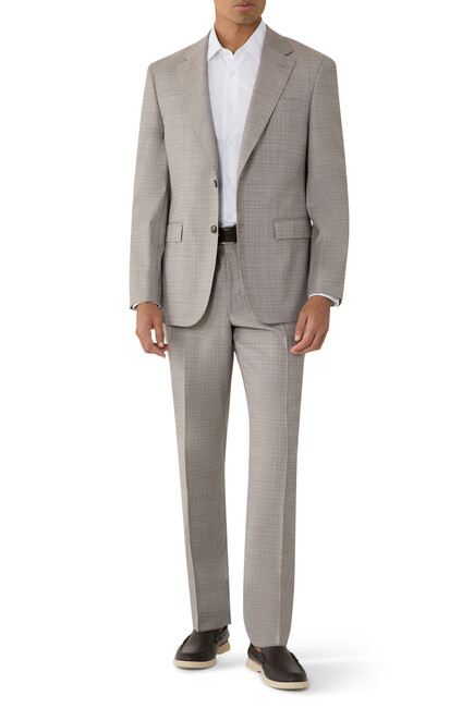 Checked Regular-Fit Suit in Virgin Wool