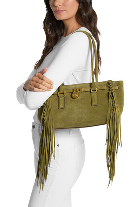 Hamilton Moderne Small Fringed Suede Satchel 