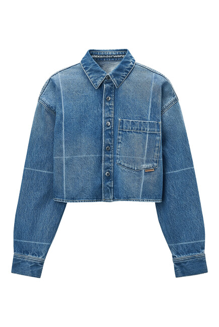 Foldline Denim Crop Shirt