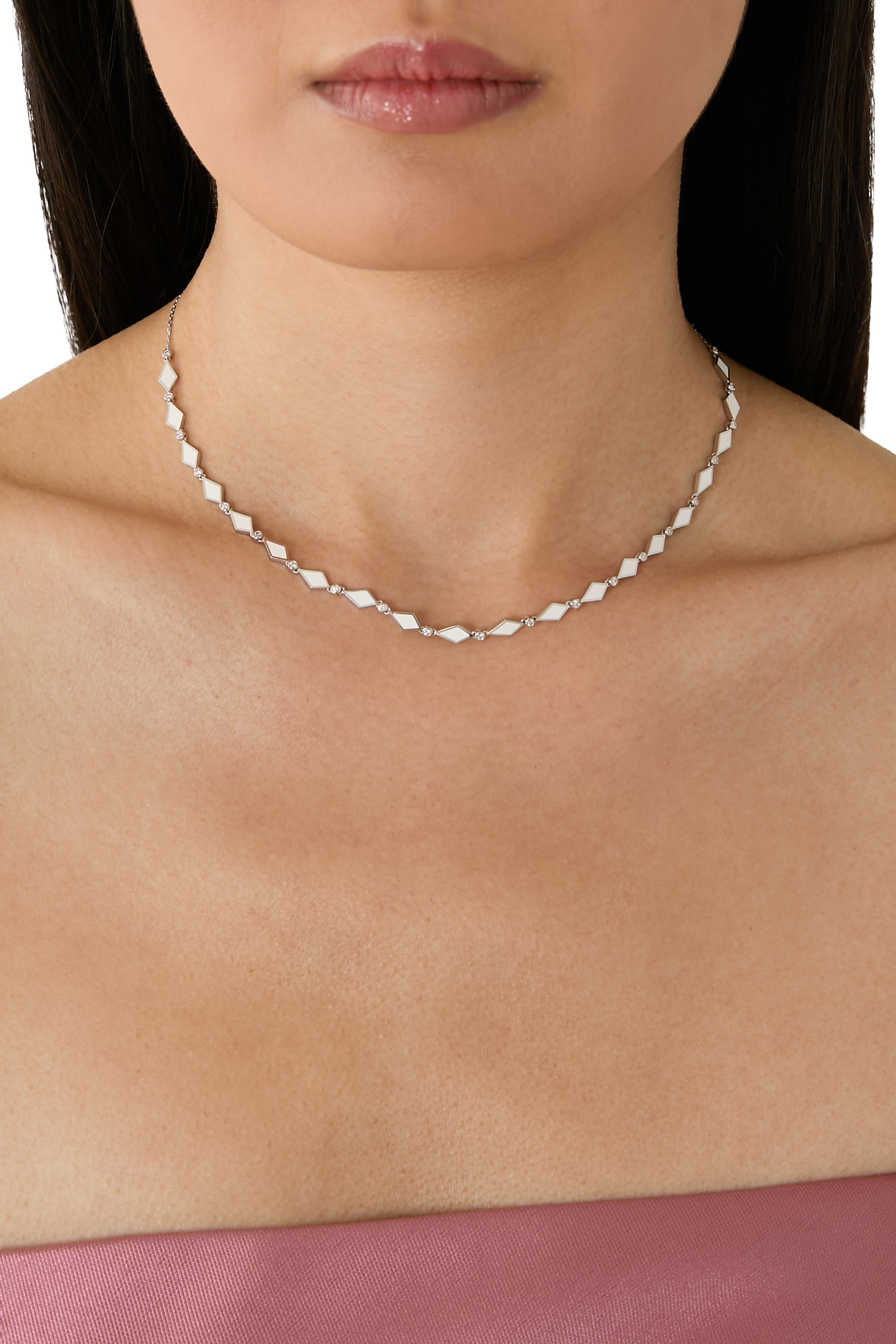 Mosaic Choker, 18K White Gold with Enamel & Diamonds