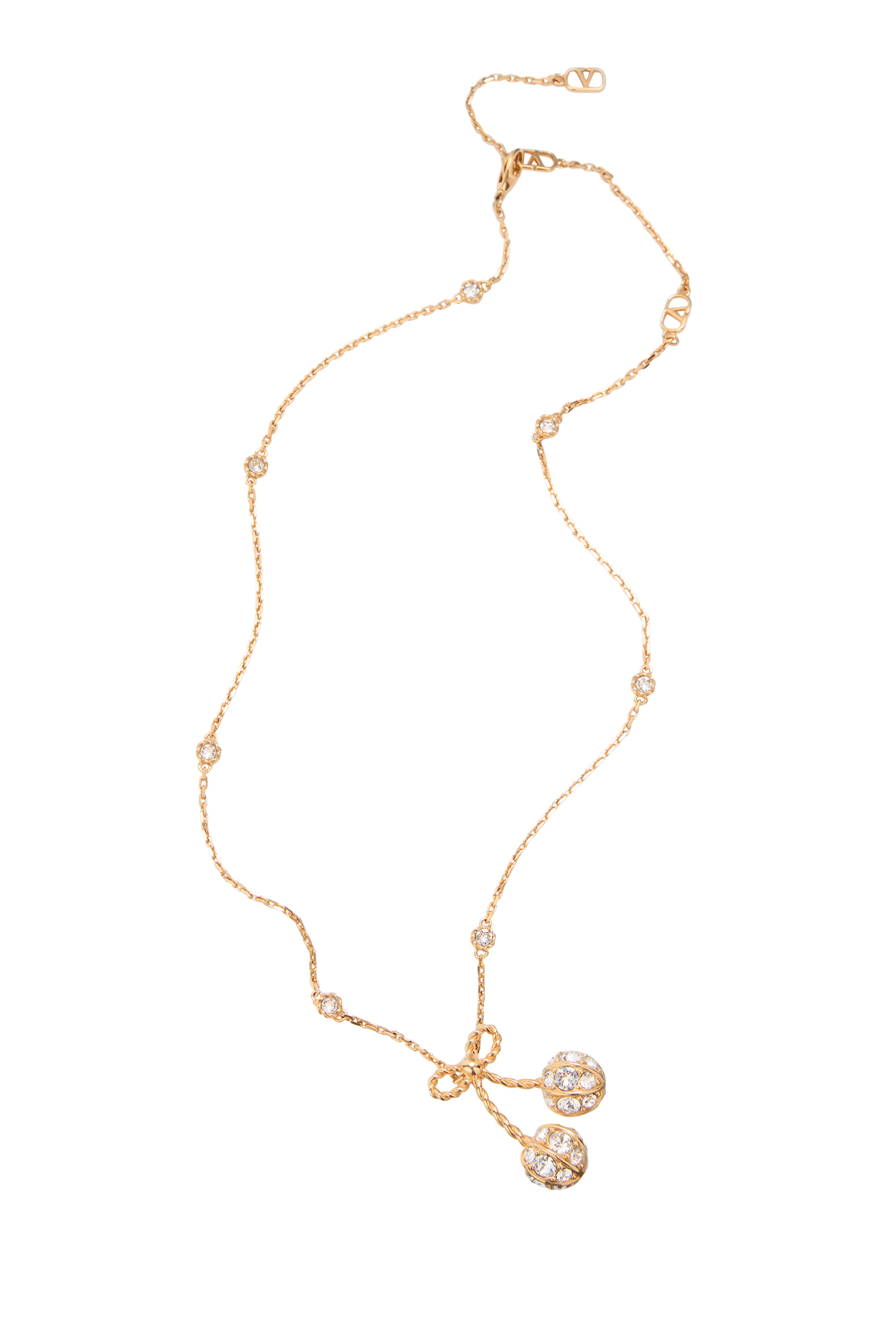 قلادة بحلية بتصميم كرز مرصعة بكريستال سواروفسكي، معدن