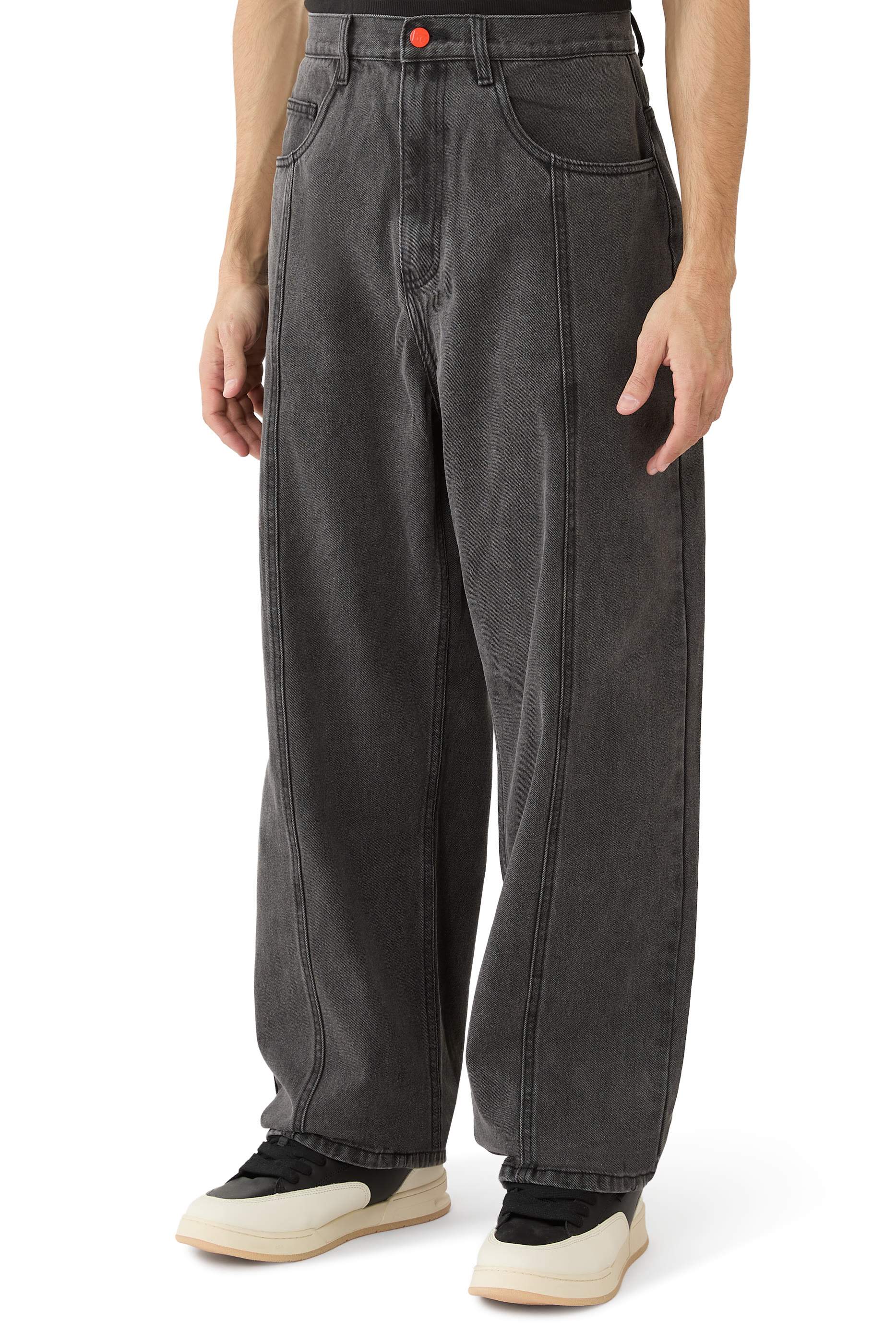 Super Loose Denim Jeans with Front Cut