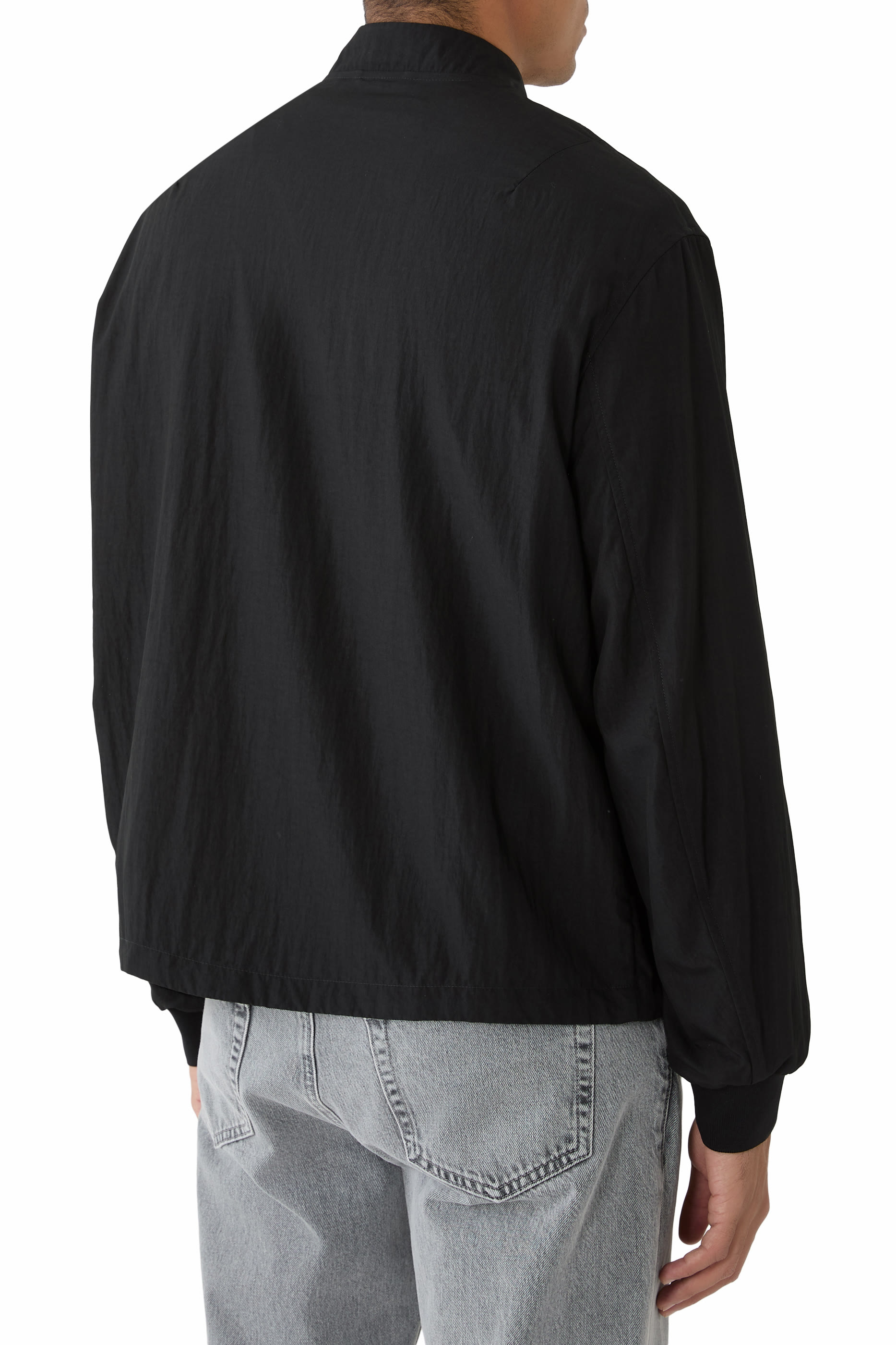 جاكيت فضفاض بطبعة شعار الماركة بحجم صغير نايلون