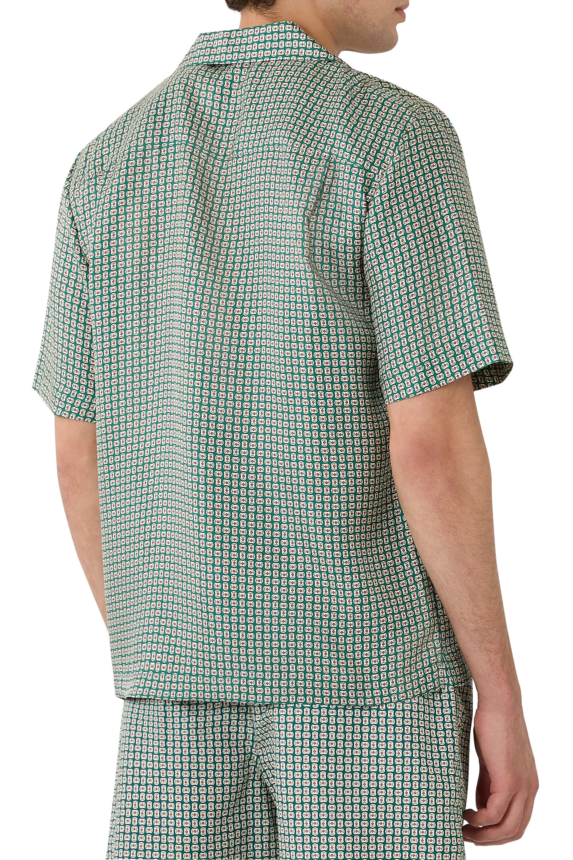 قميص كلارك بياقة مطوية ونقشة حرير