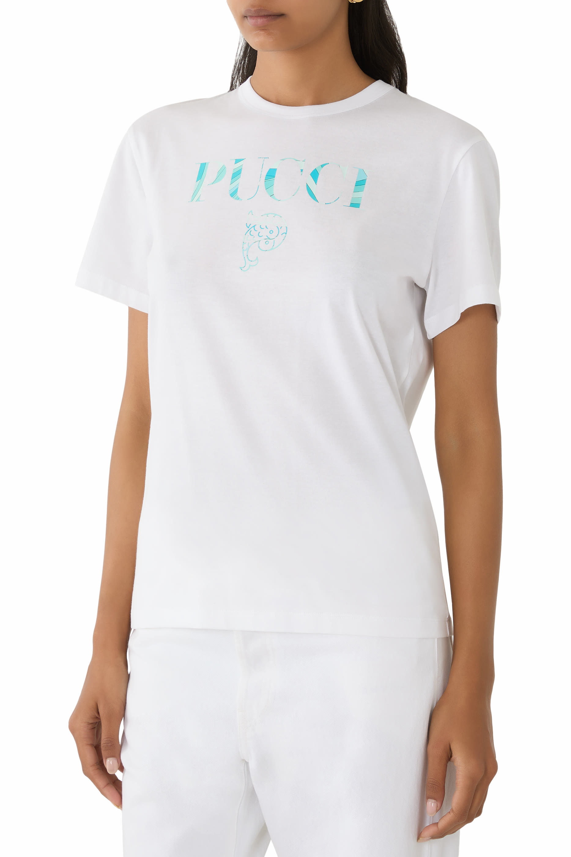 تيشيرت بشعار الماركة قطن