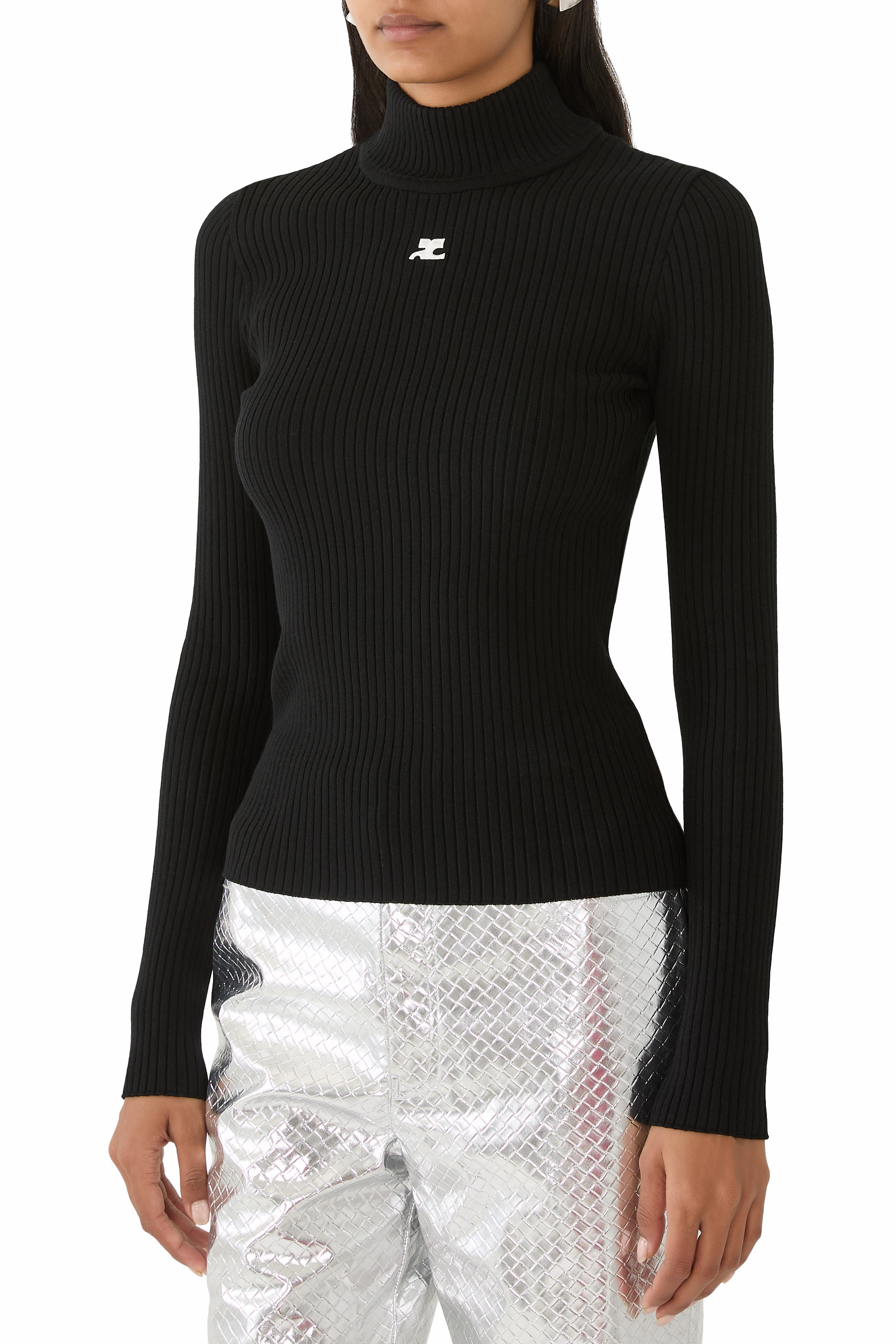 كنزة ريديشن بياقة عالية نسيج مضلع