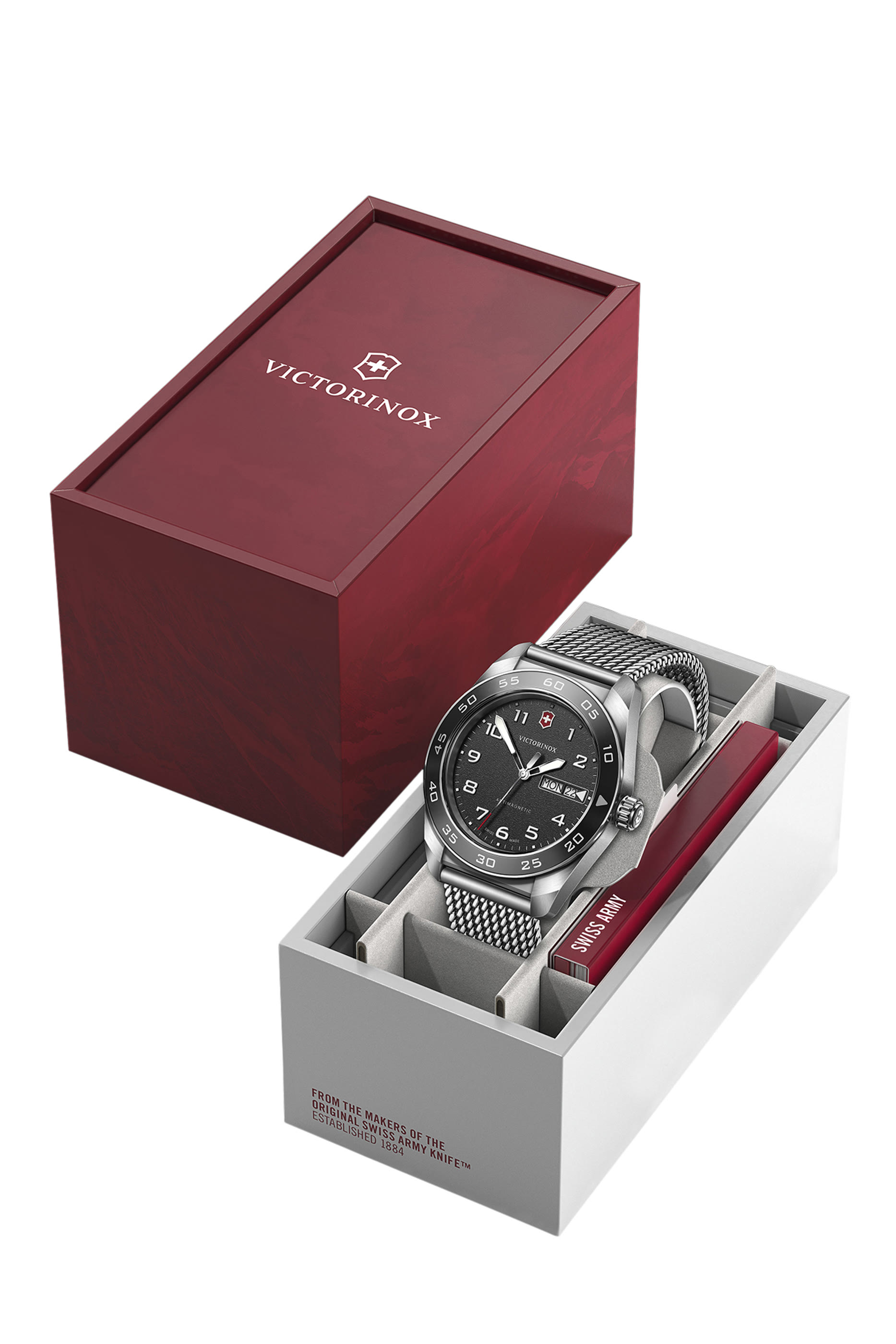 ساعة كرونوغراف سويس ارمي، ستانلس ستيل وخامة شبكية