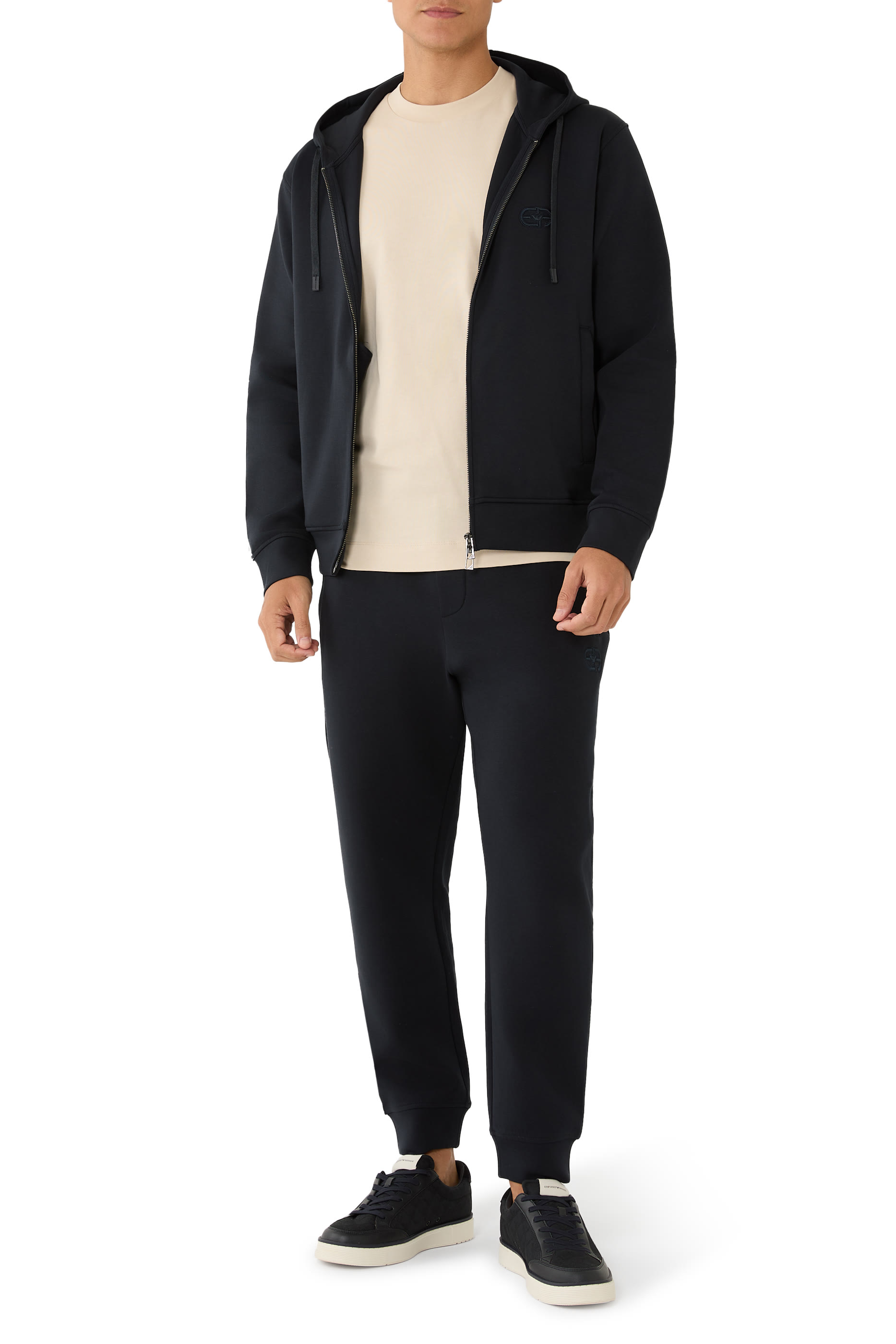 بنطال رياضي بتطريز شعار الماركة جيرسيه مزدوج