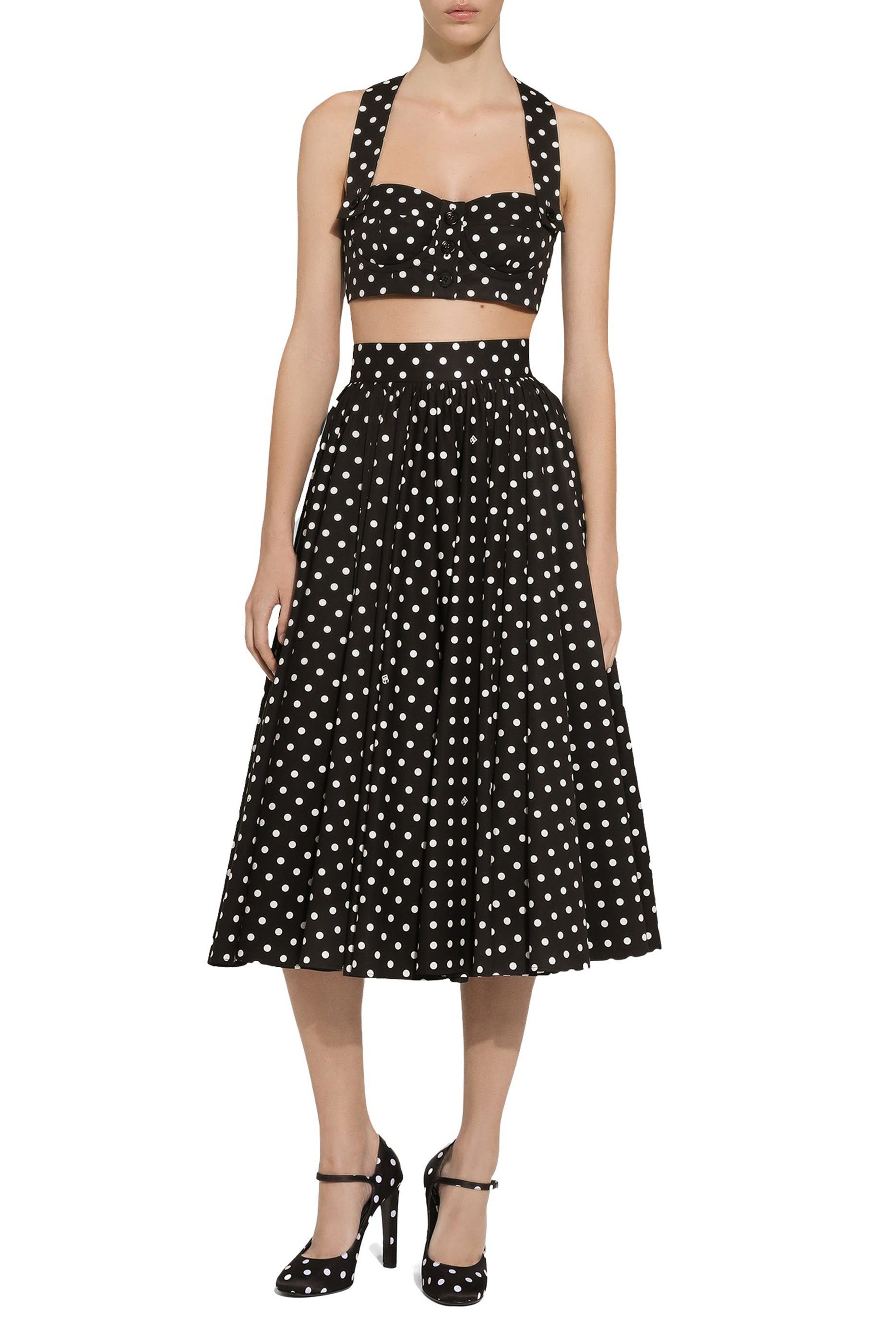 تنورة سيركل بنقشة نقاط بولكا