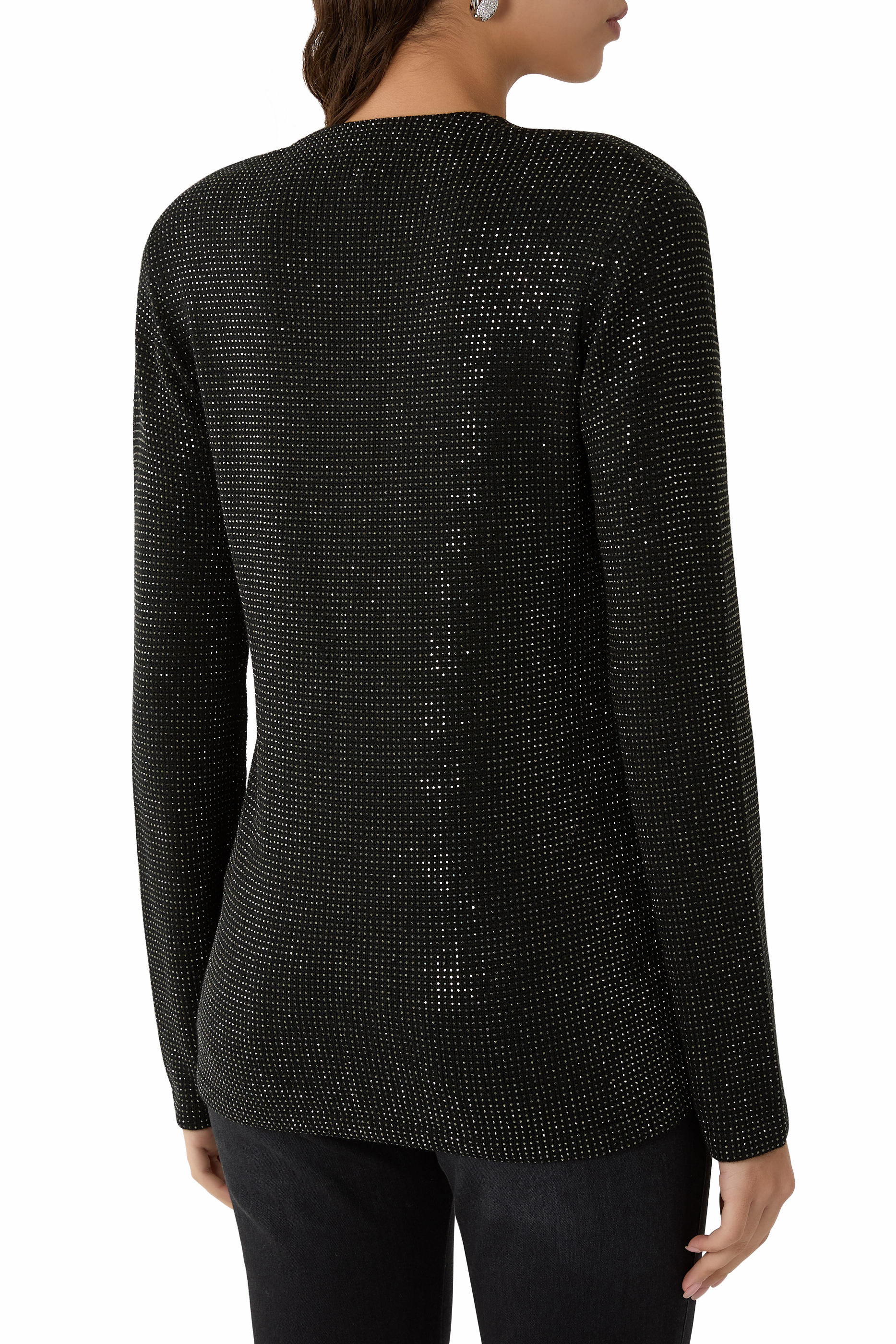 كارديغان مزين بأحجار الراين مزيج صوف 