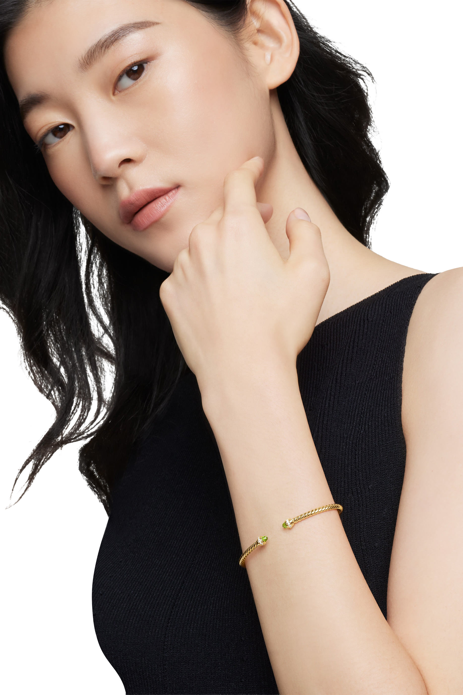 Classic Cablespira&reg; Bracelet, 18K Yellow Gold, Peridot & Diamonds