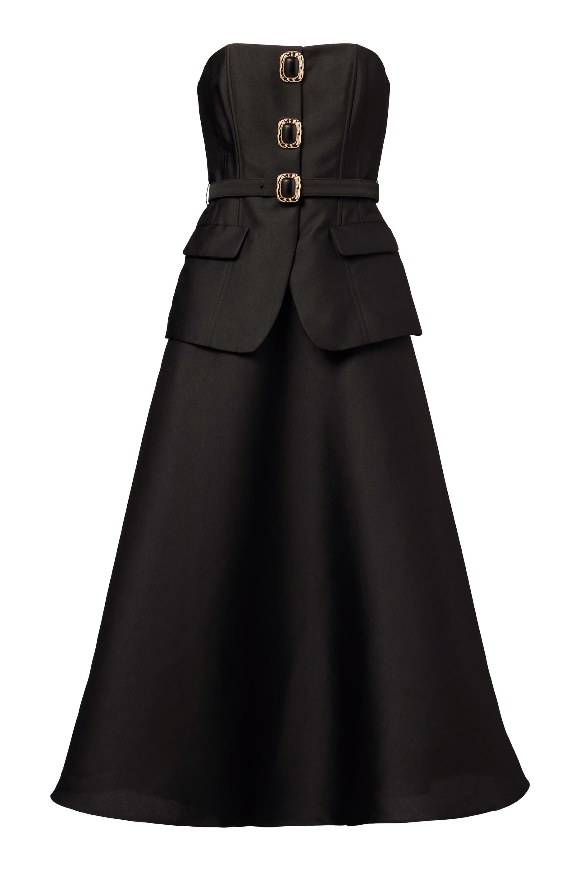 فستان متوسط الطول بلا حمالات تفتا