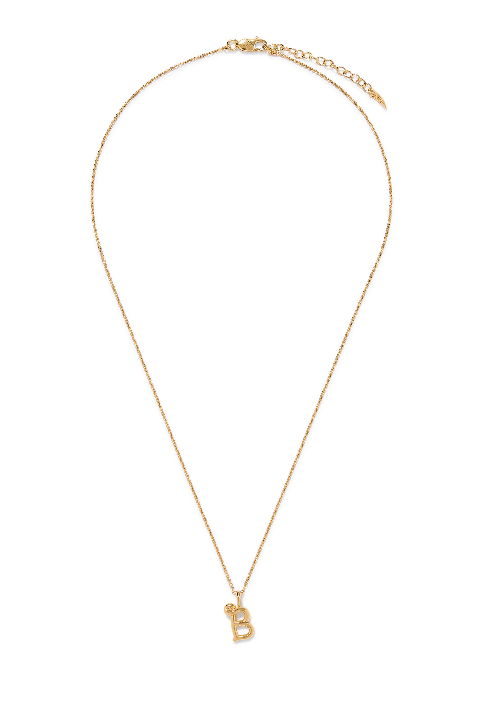 قلادة بدلاية صغيرة بتصميم حرف بي بحواف متموجة منصهرة، فضة استرلينية معاد تدويرها مطلية بذهب عيار 18