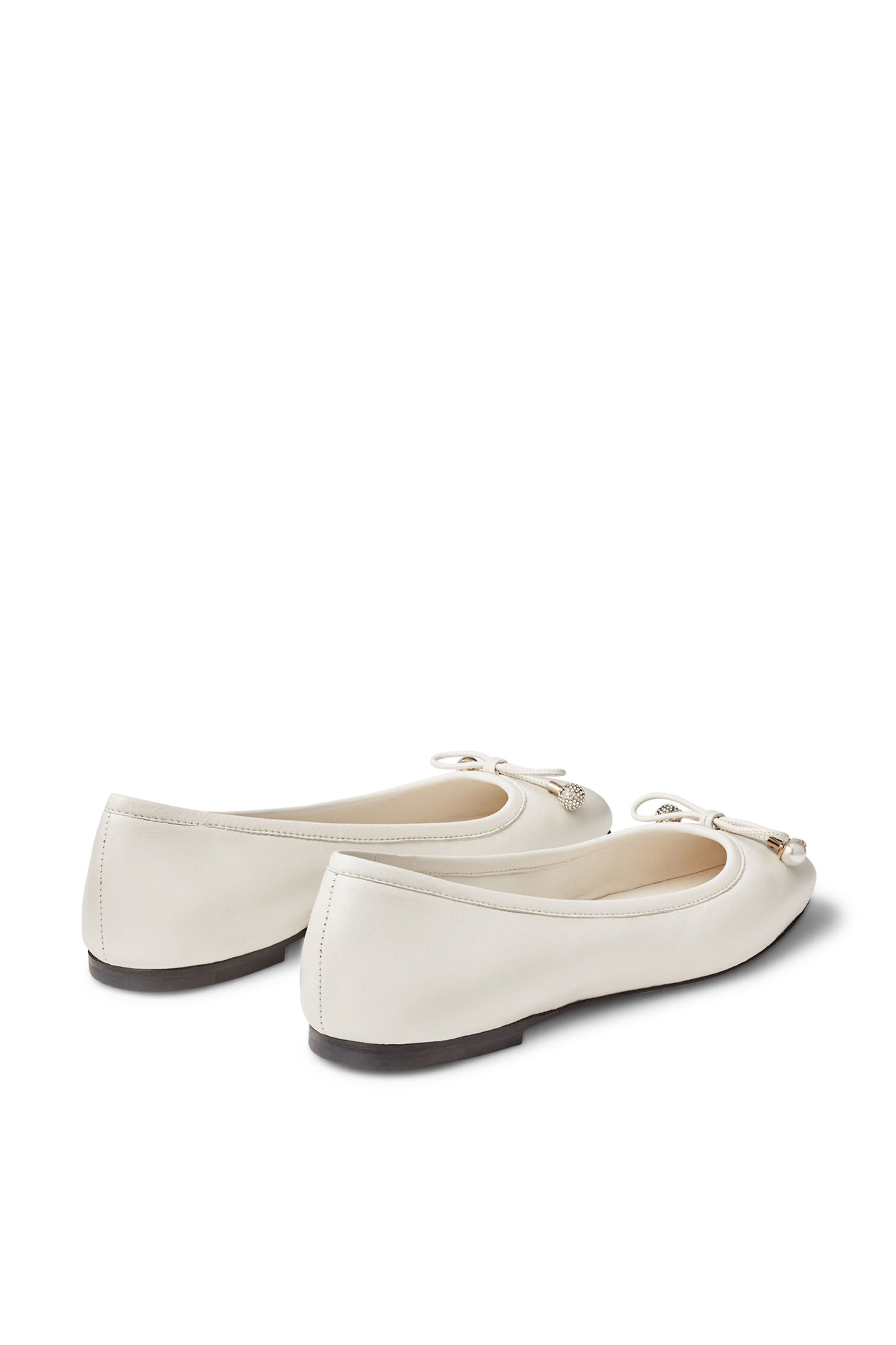 حذاء بالرينا إلمي بلؤلؤ وكعب مسطح جلد نابا