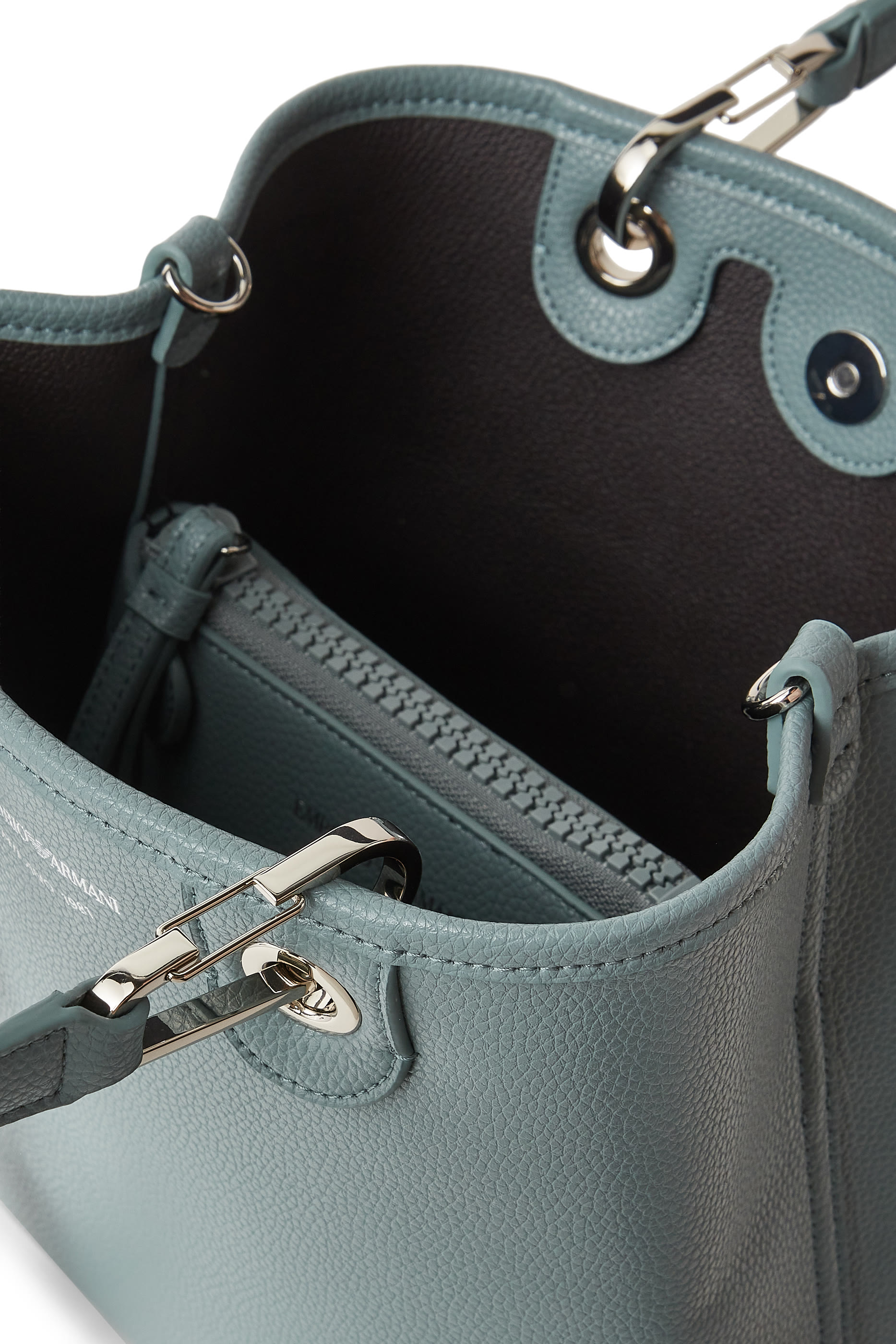 حقيبة يد بشعار الماركة بنقشة جلد غزال