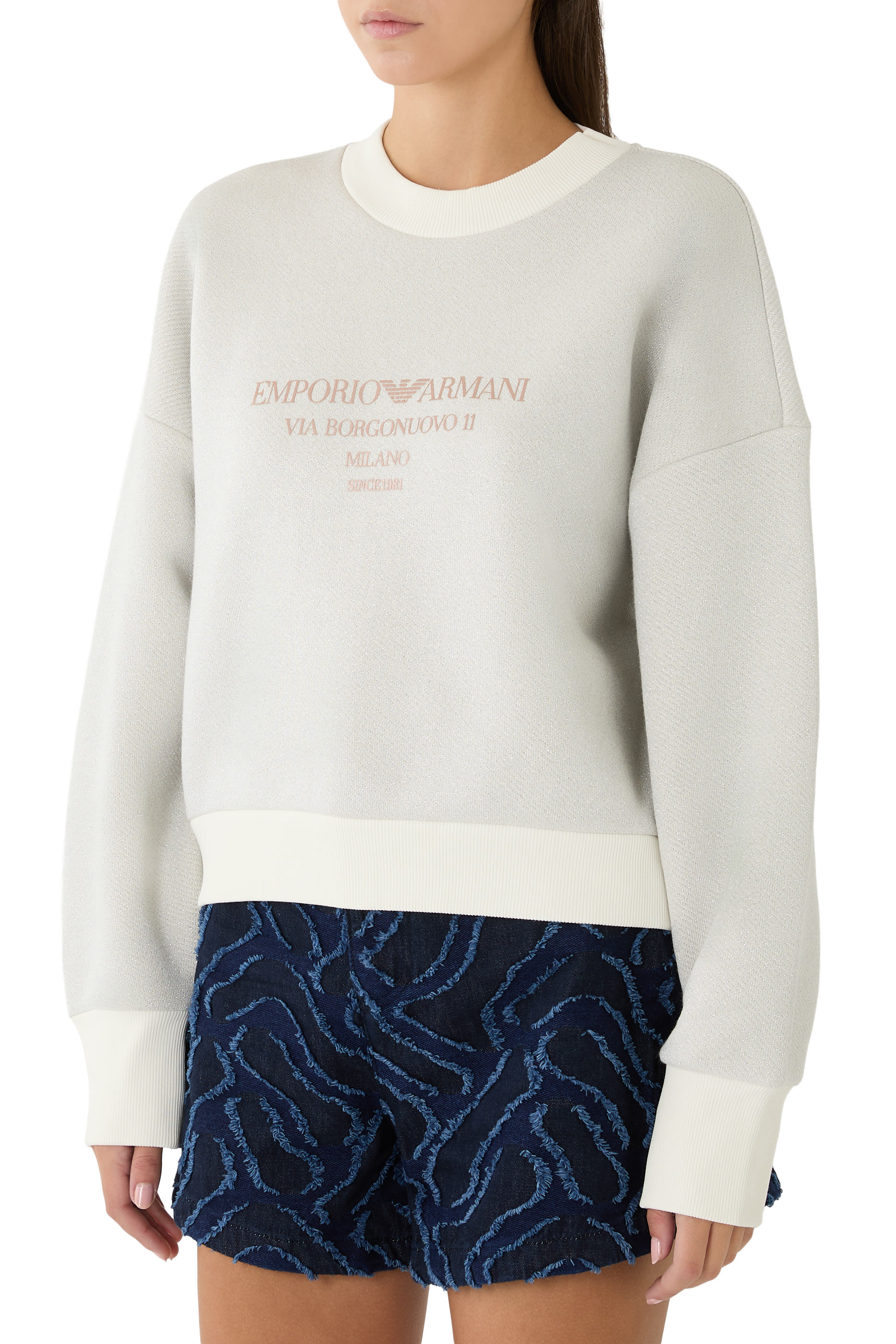  Lurex Jersey Sweatshirt with Shiny Logo 