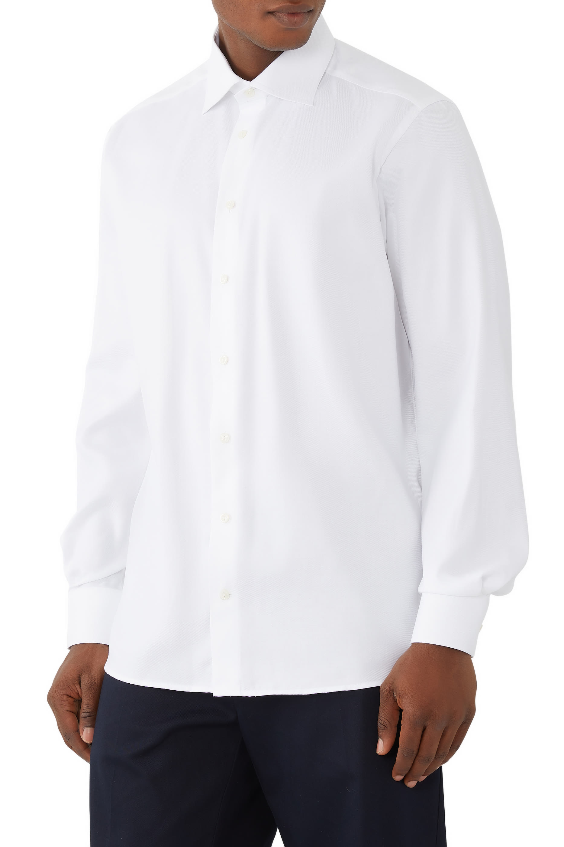 قميص سادة تويل بارز الملمس