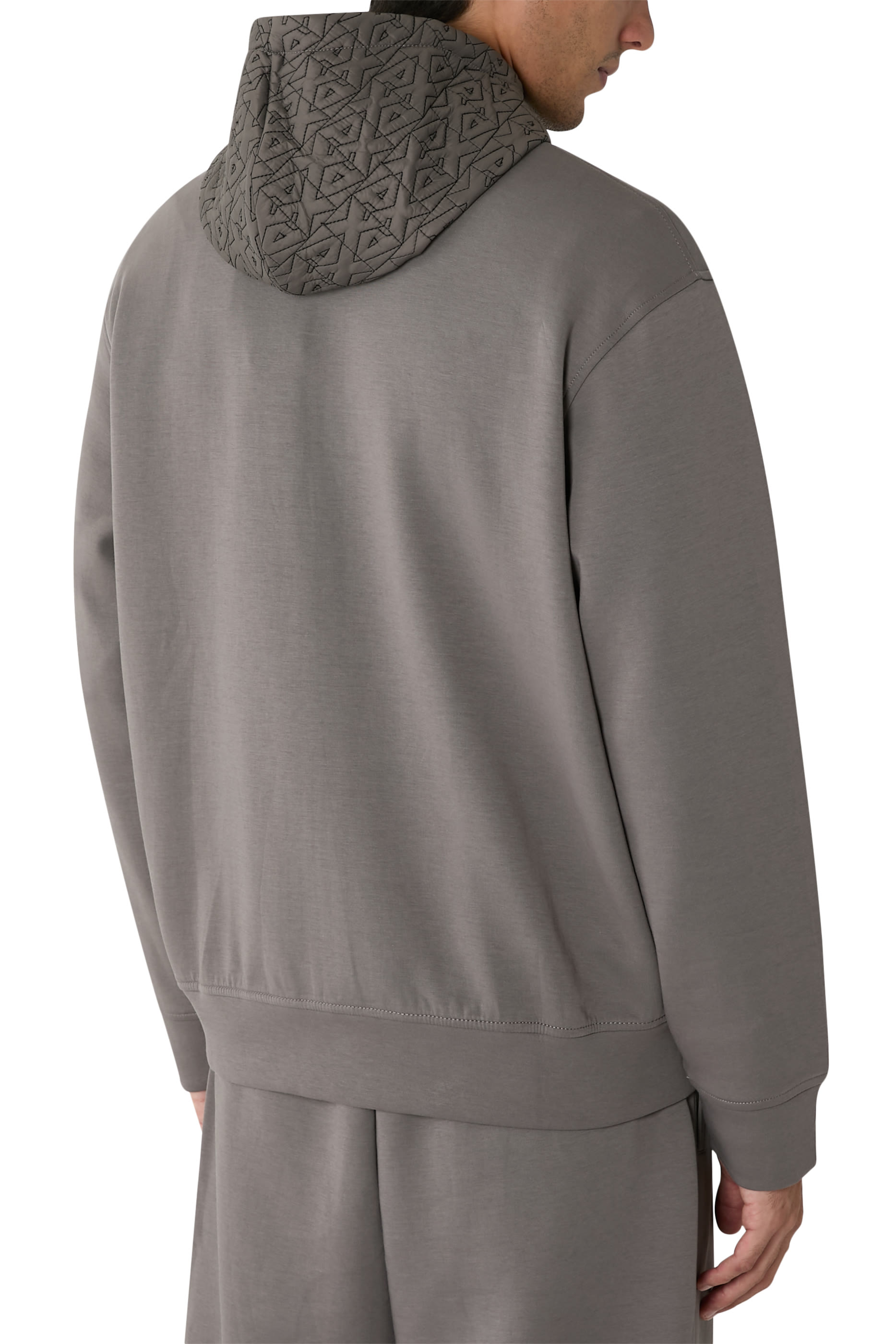 سويت شيرت بسحاب وغطاء للرأس مزين بشعار الماركة