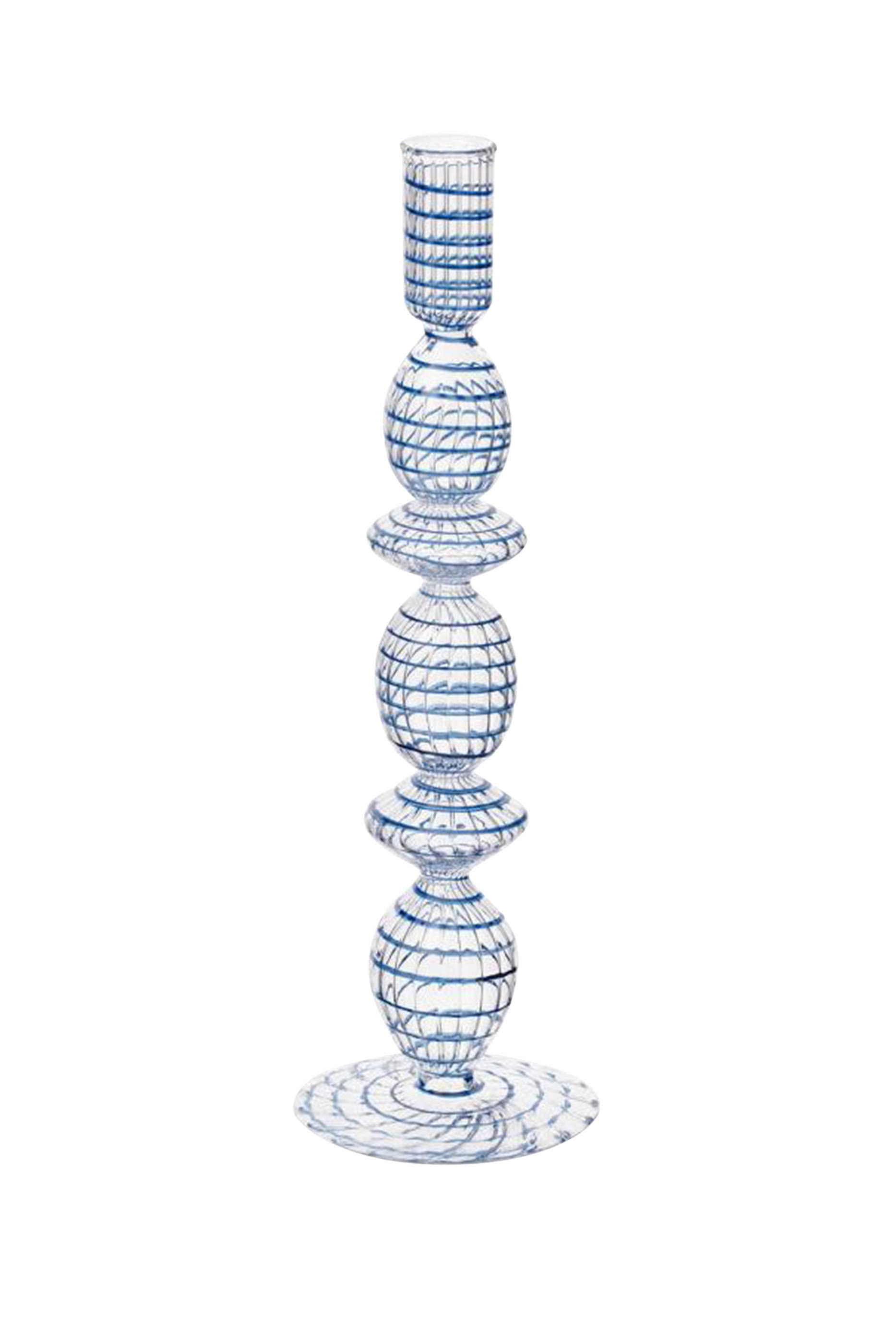 حامل شموع زجاجي بنقشة ملتوية- كبير