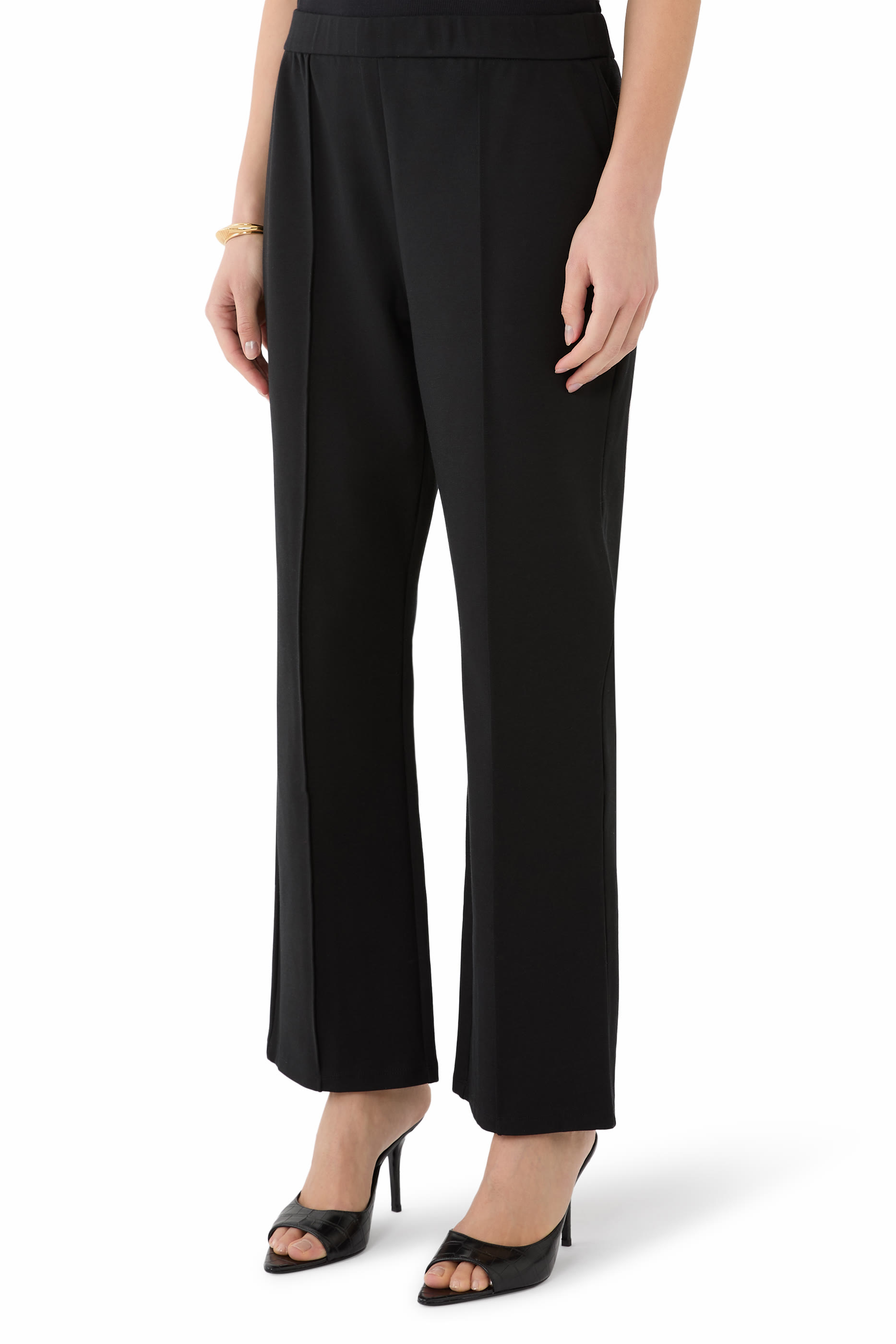 بنطال بحواف واسعة بونتي مطاطي قابل للغسل