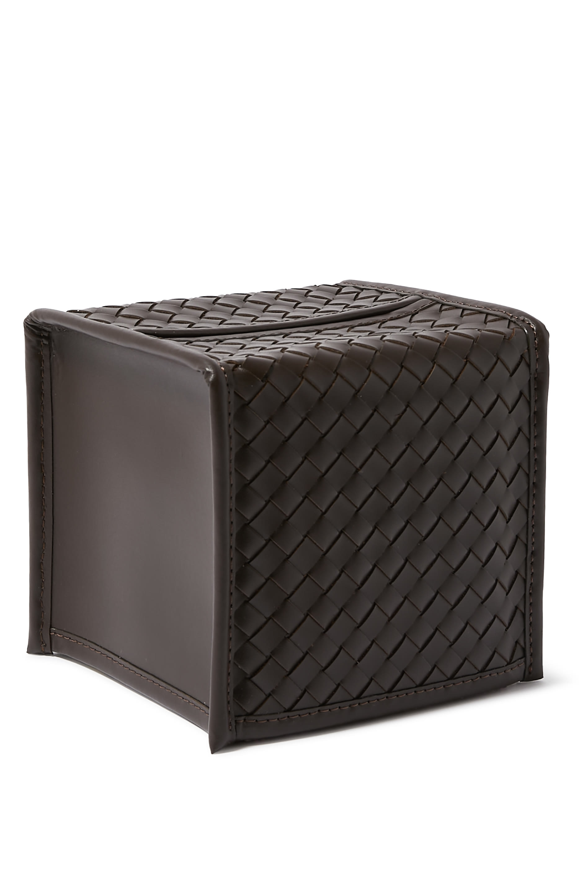 حامل مناديل جلد مجدول يدويا