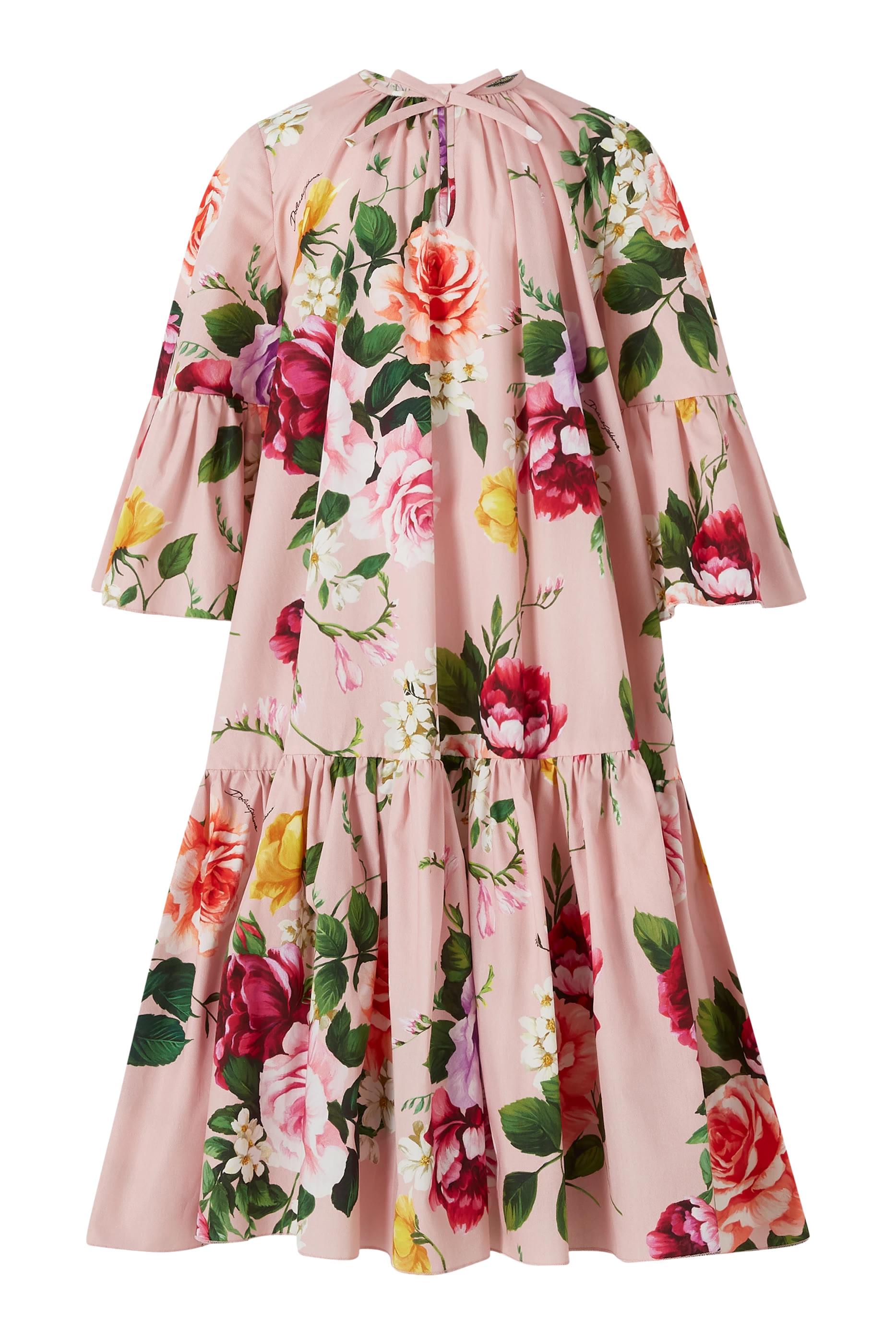 فستان بنقشة زهور قطن بوبلين للأطفال