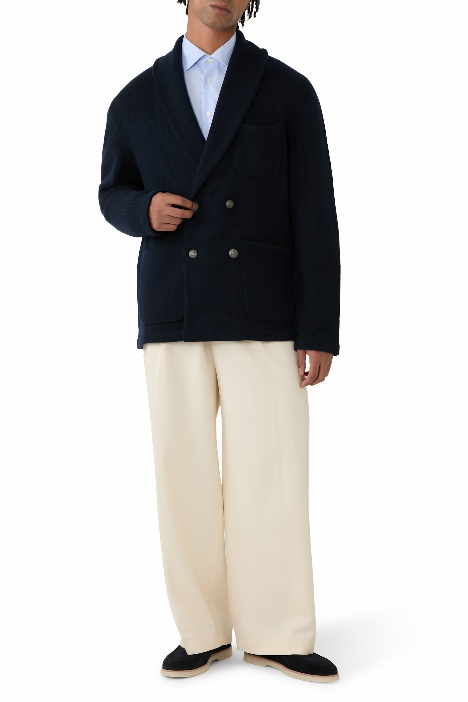 قميص شبه سادة تويل مميز للماركة