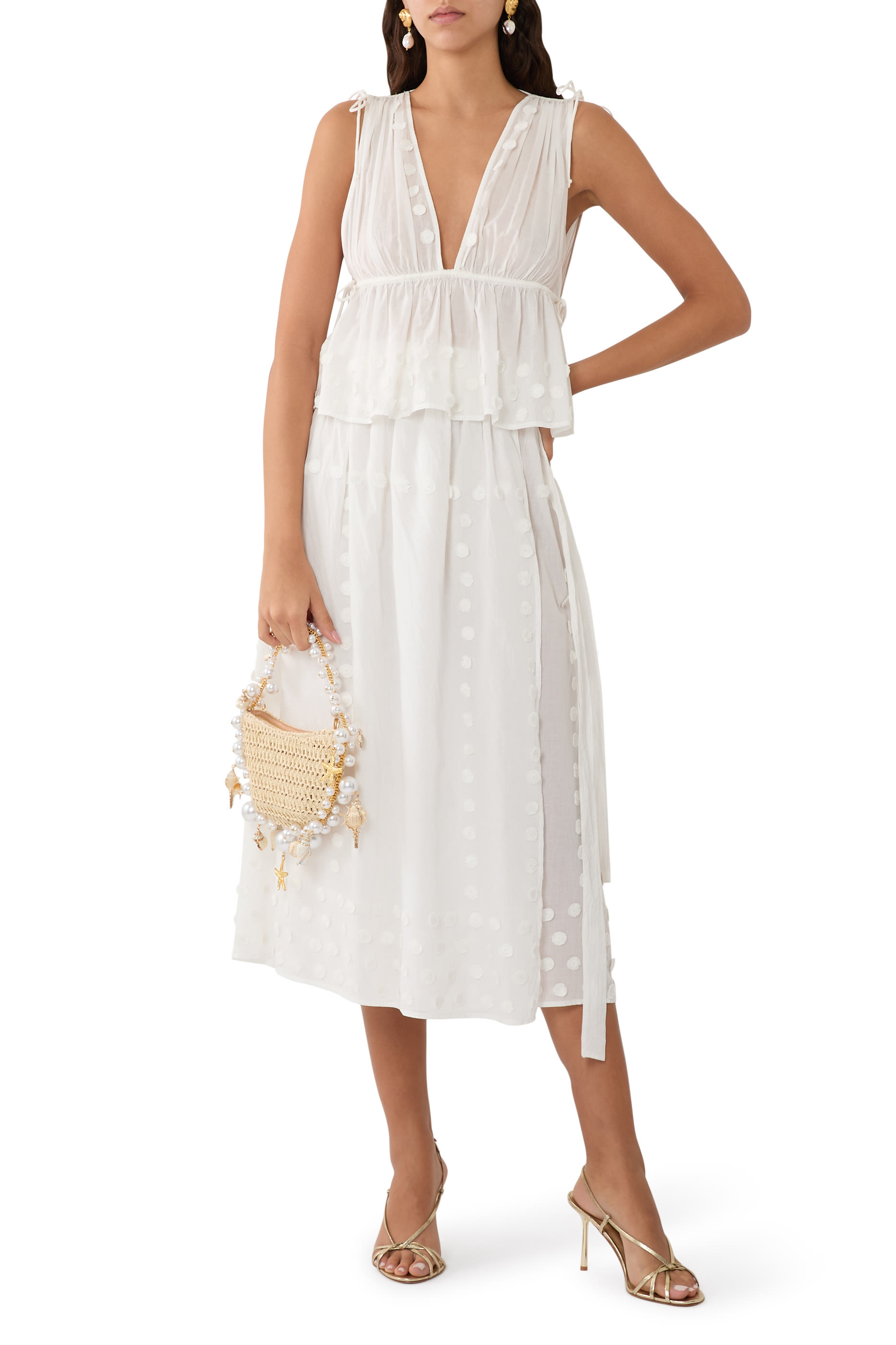 بلوزة أنيا بياقة V عميقة للإرتداء فوق ملابس السباحة