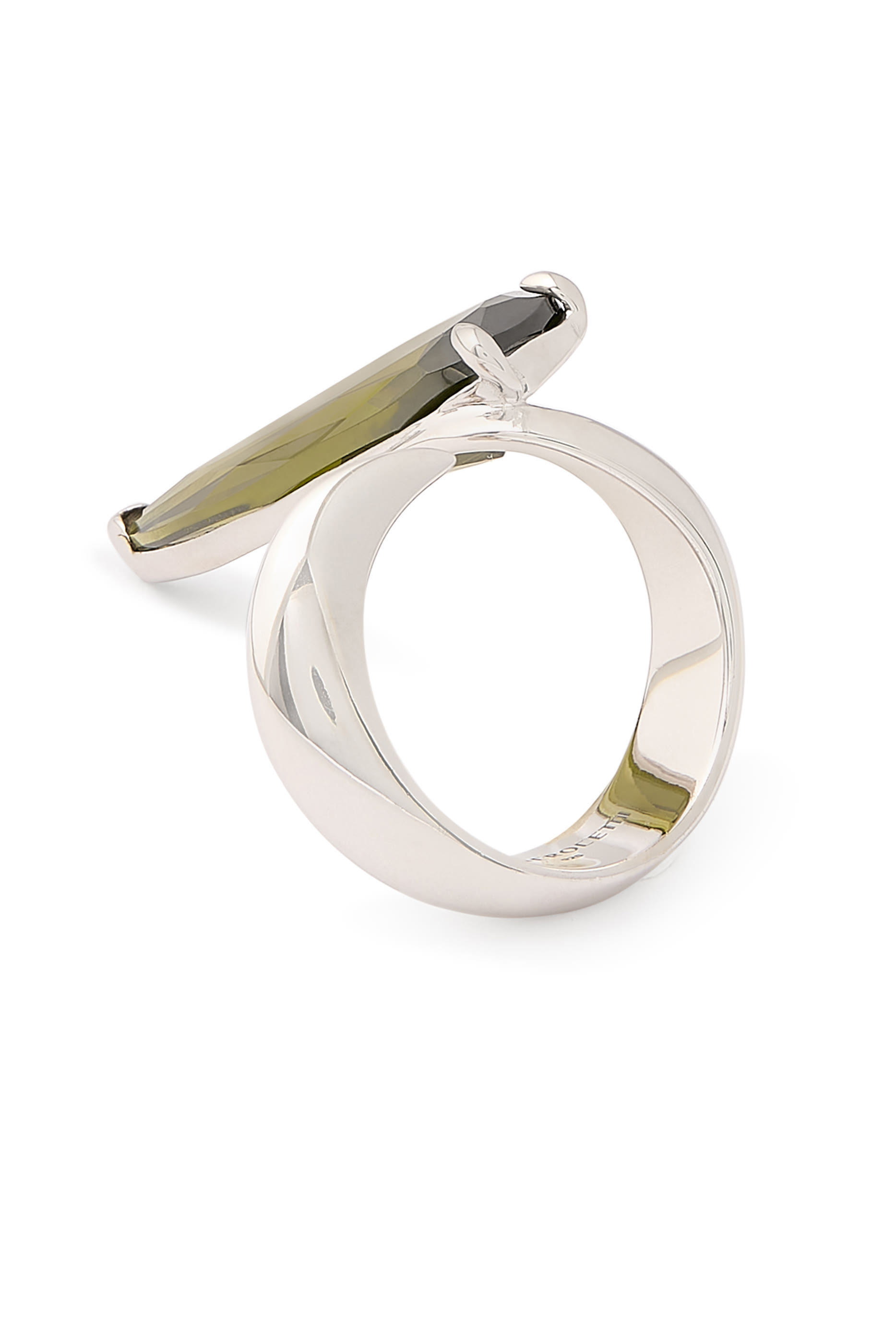 خاتم اليان مرصع بكريستالة مدببة، فضة إسترلينية 925