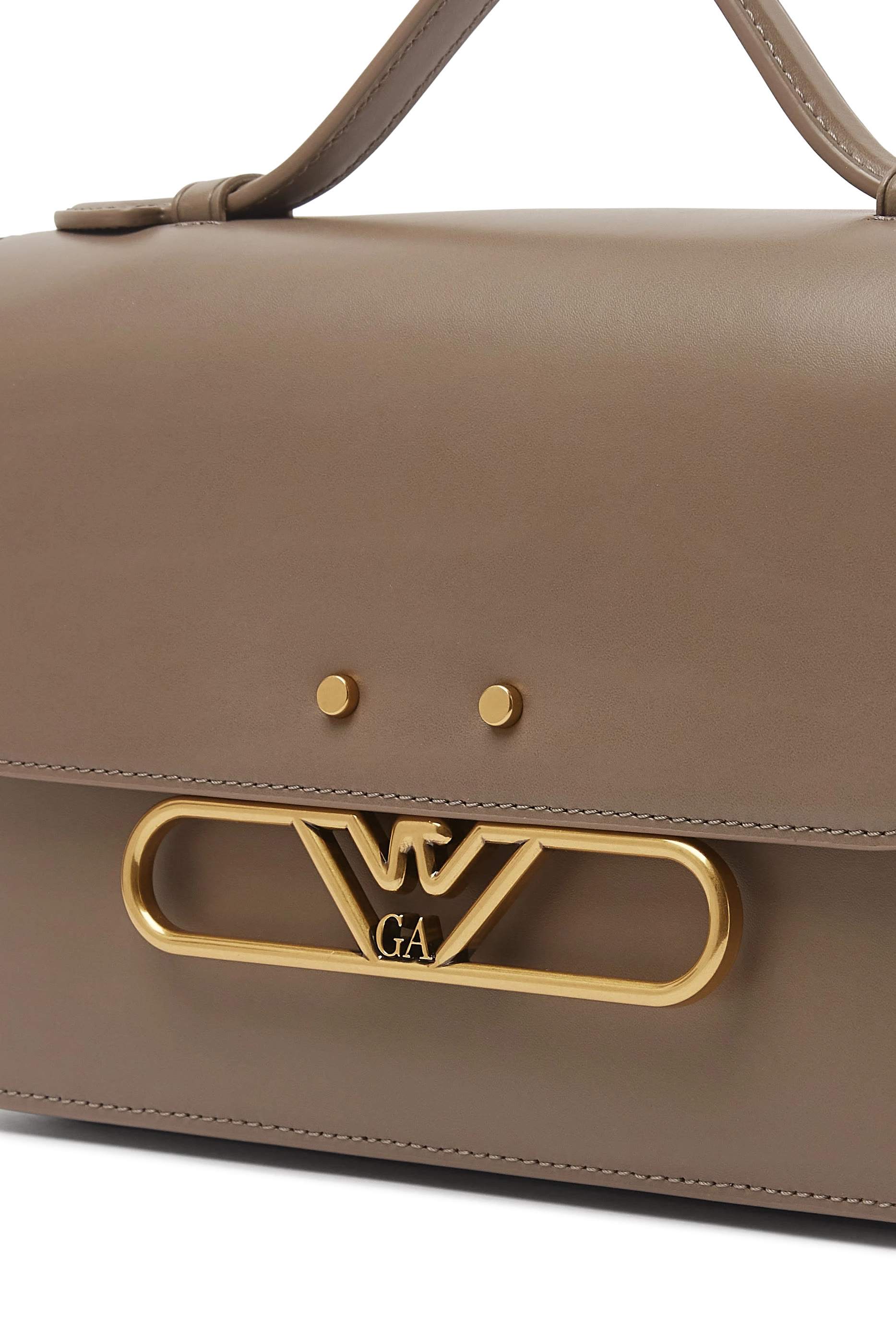 حقيبة كتف بحلية معدنية بشعار الماركة جلد ناعم