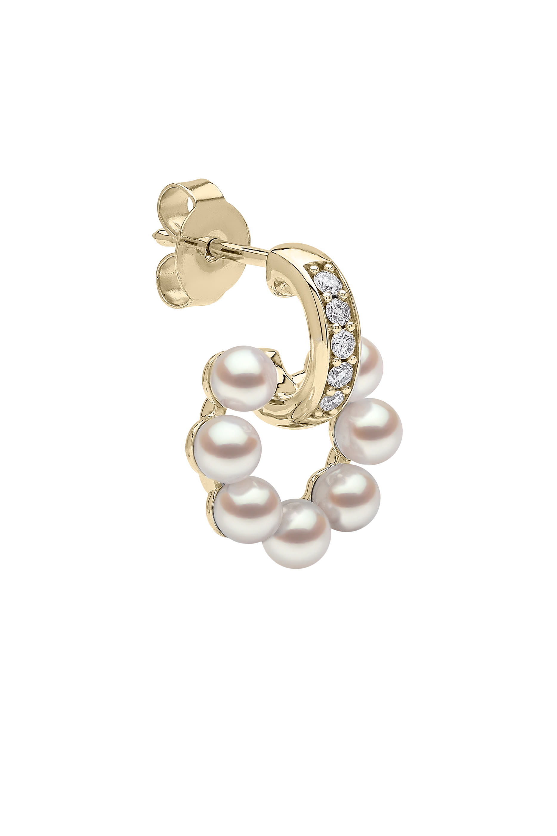 أقراك إكليبس بتصميم مستدير متدلي مرصعة بالماس واللؤلؤ، ذهب عيار 18