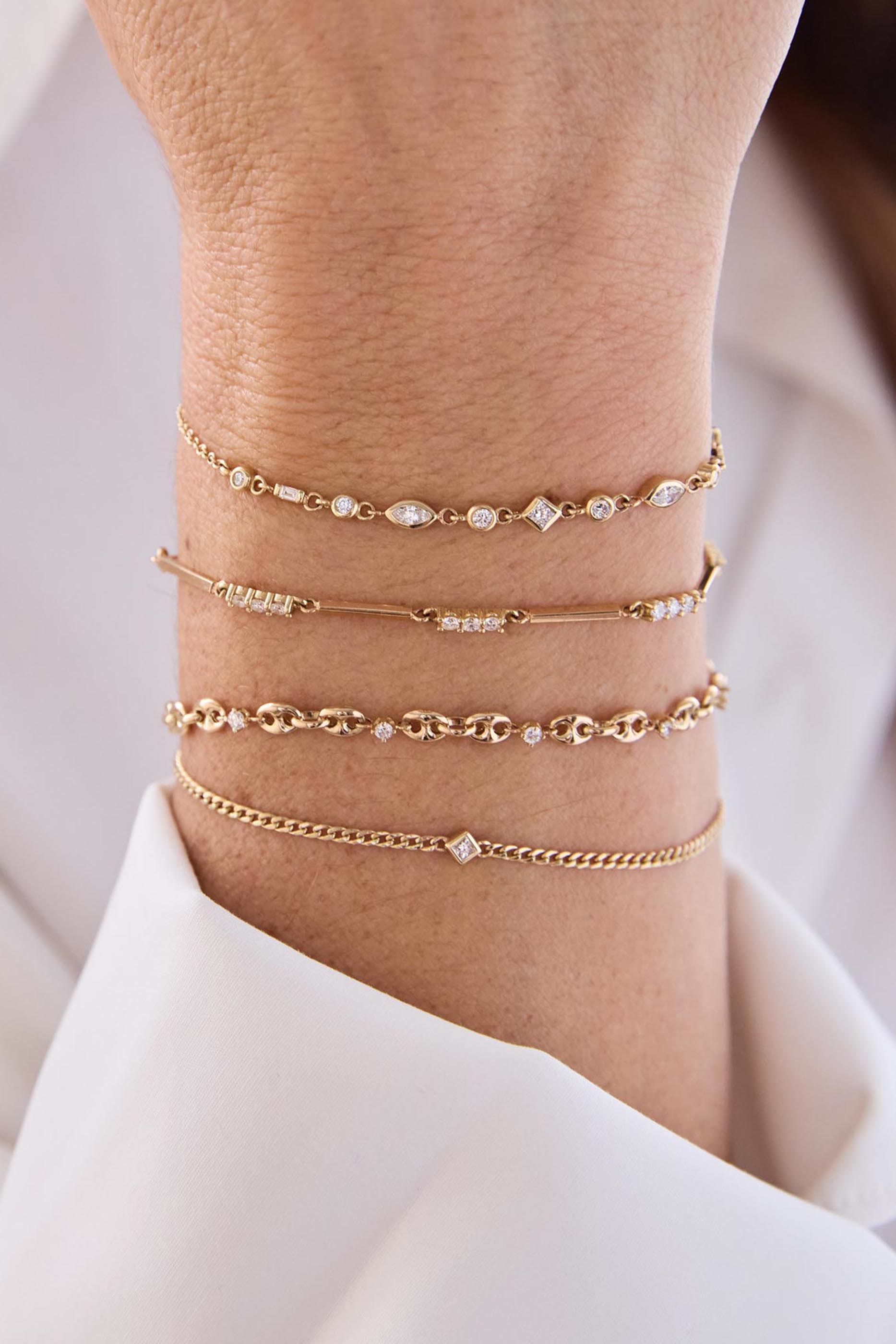 سوار مارينر صغير بتصميم سلسلة منفوخة، ذهب أصفر عيار 14