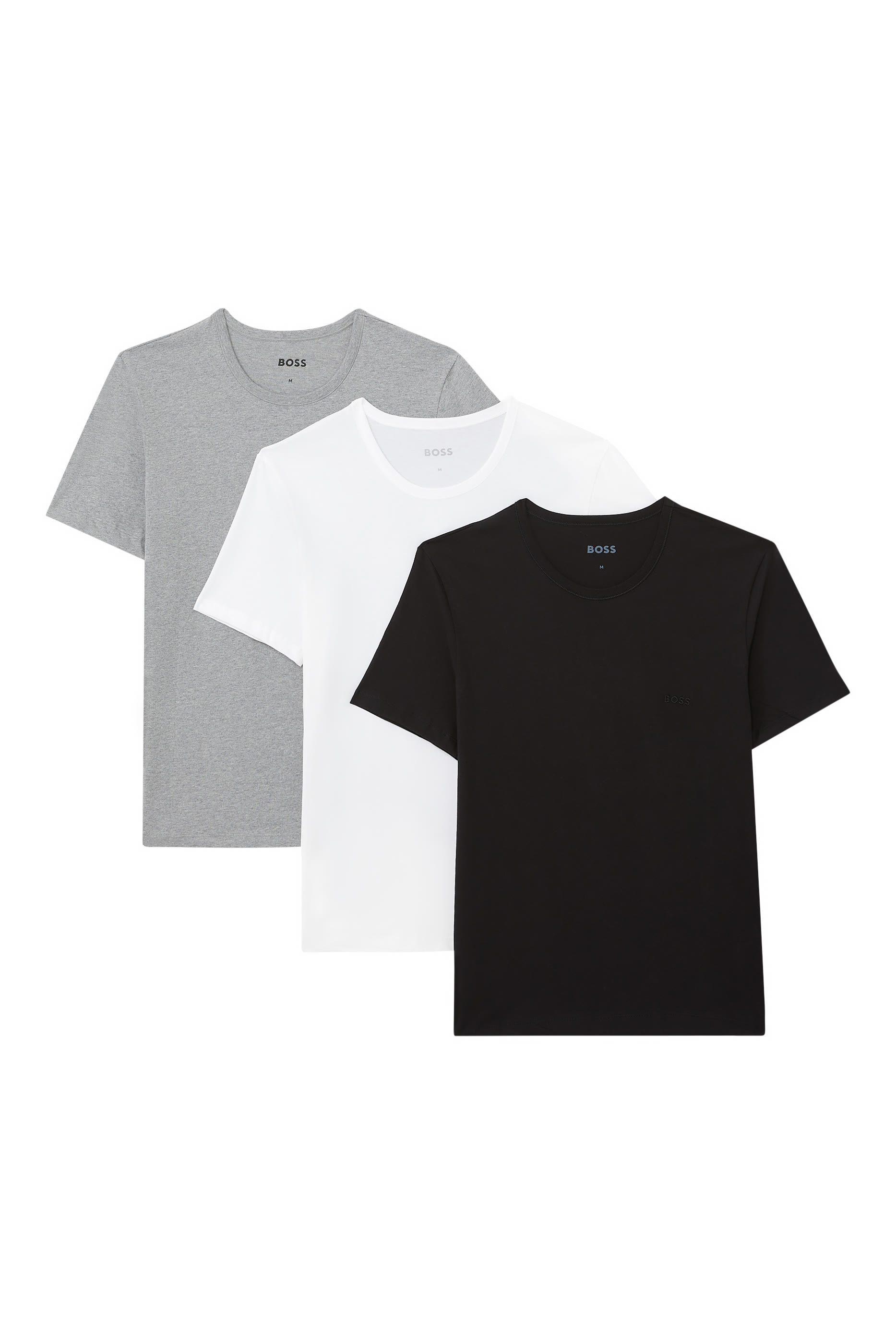 طقم تيشيرتات كلاسيكية بياقة ضيقة، 3 قطع