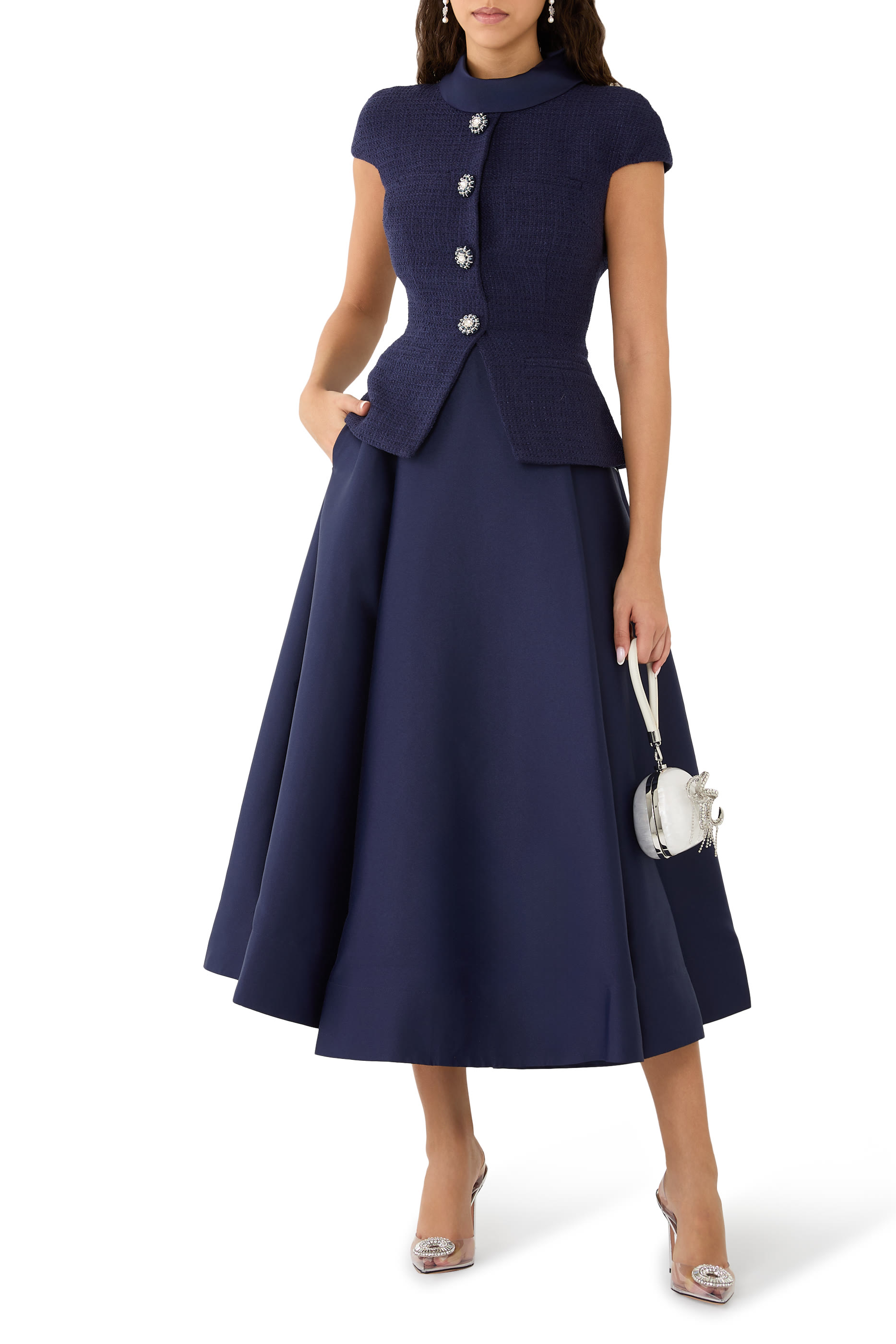 فستان بوكليه متوسط الطول تافيتا