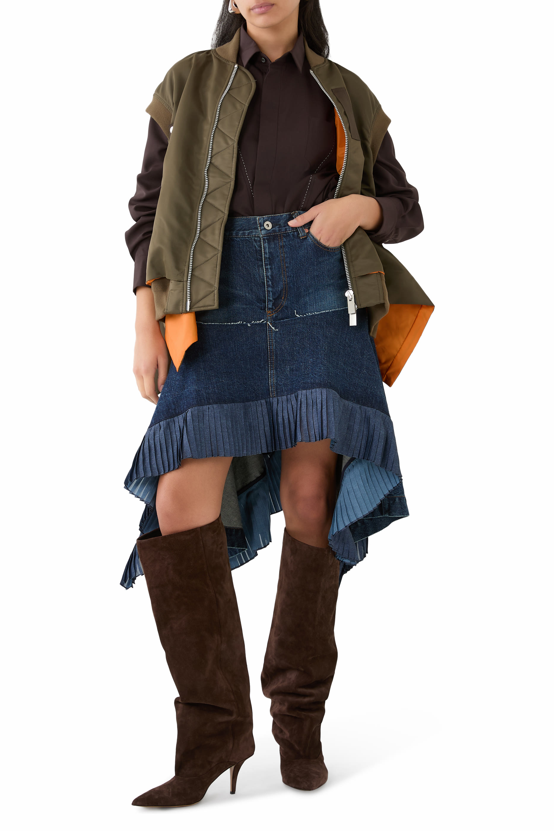 تنورة بتصميم غير متماثل دنيم