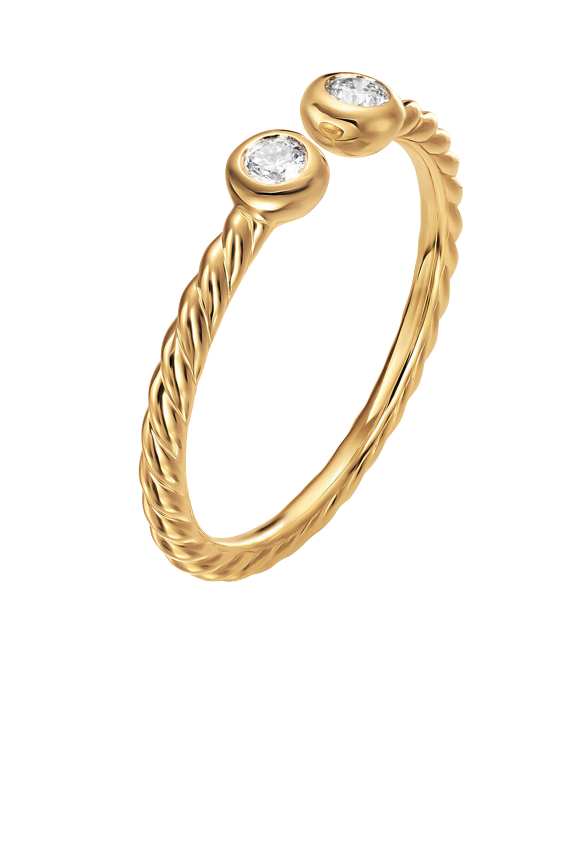 Petite Modern Renaissance&reg; Open Round Ring, 18K Yellow Gold & Diamonds