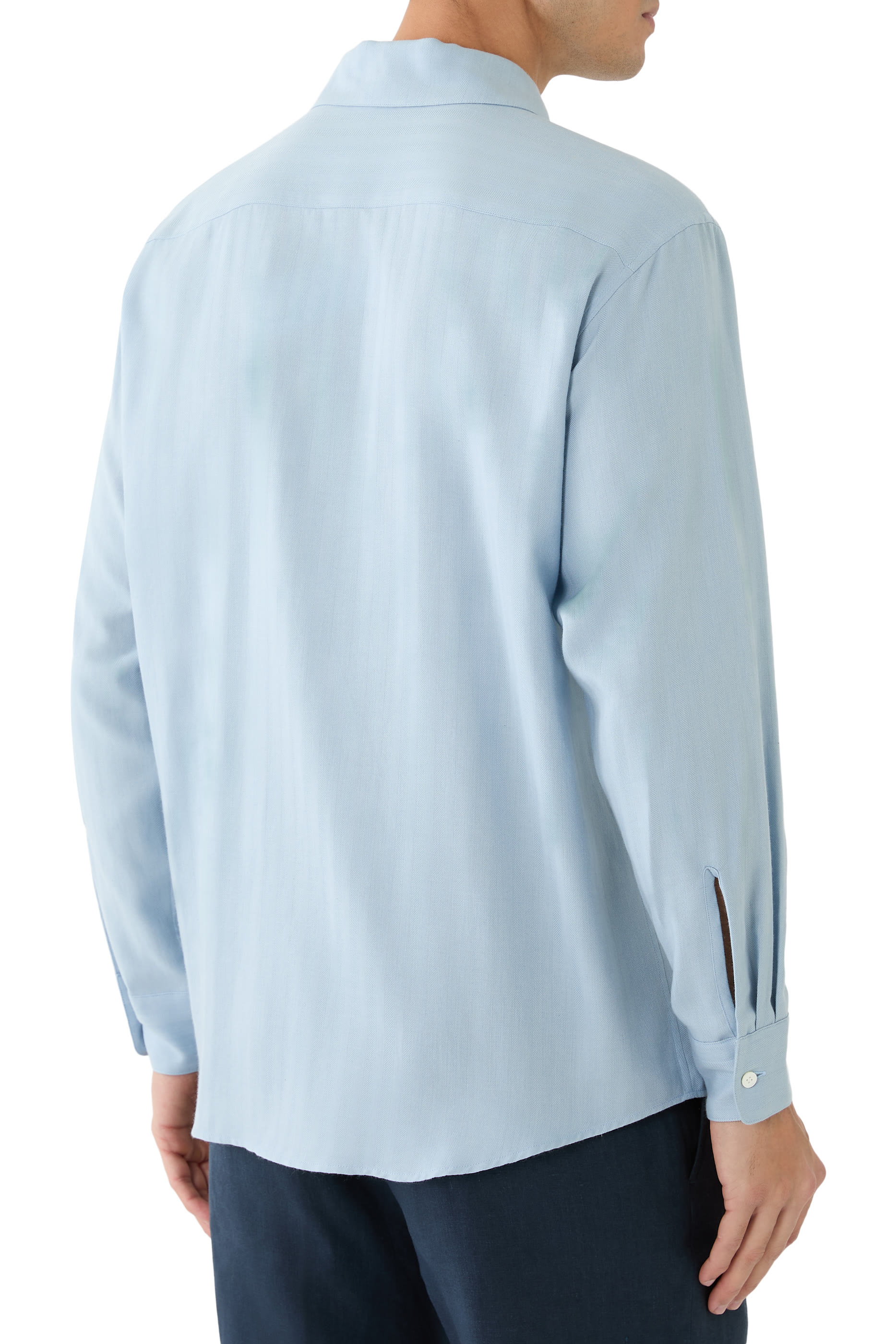 قميص بنقشة هيرنج بون قطن كشمير